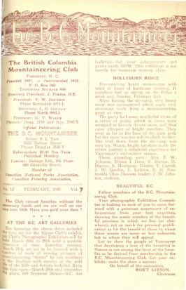 The B.C. Mountaineer 1930 February cover